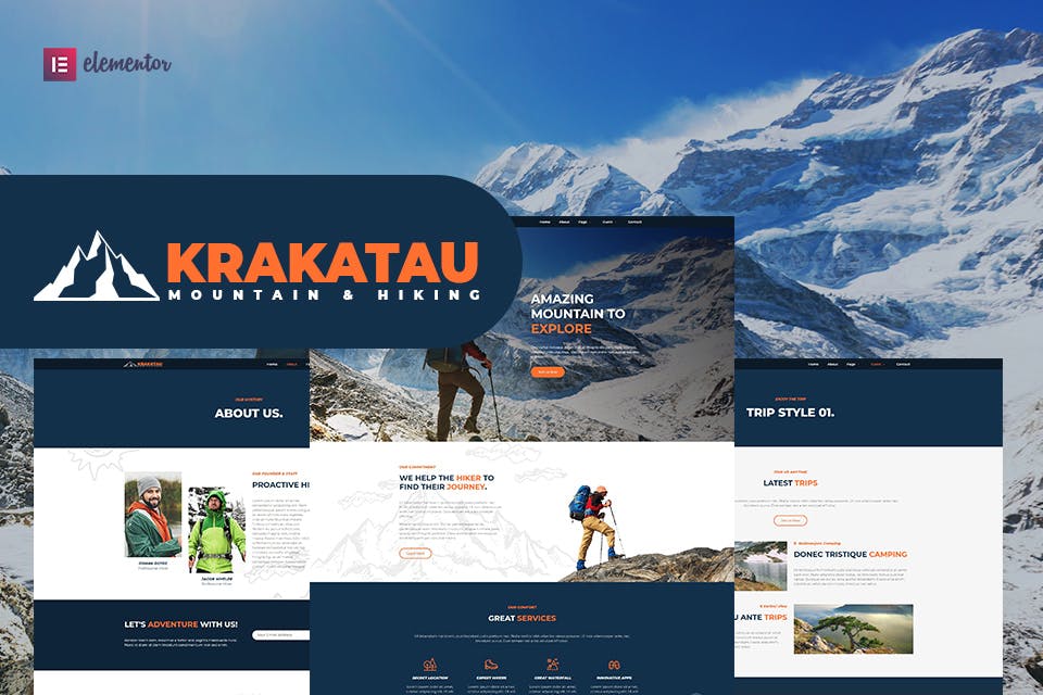 Krakatau - Mountain - Hiking Elementor Template Kit