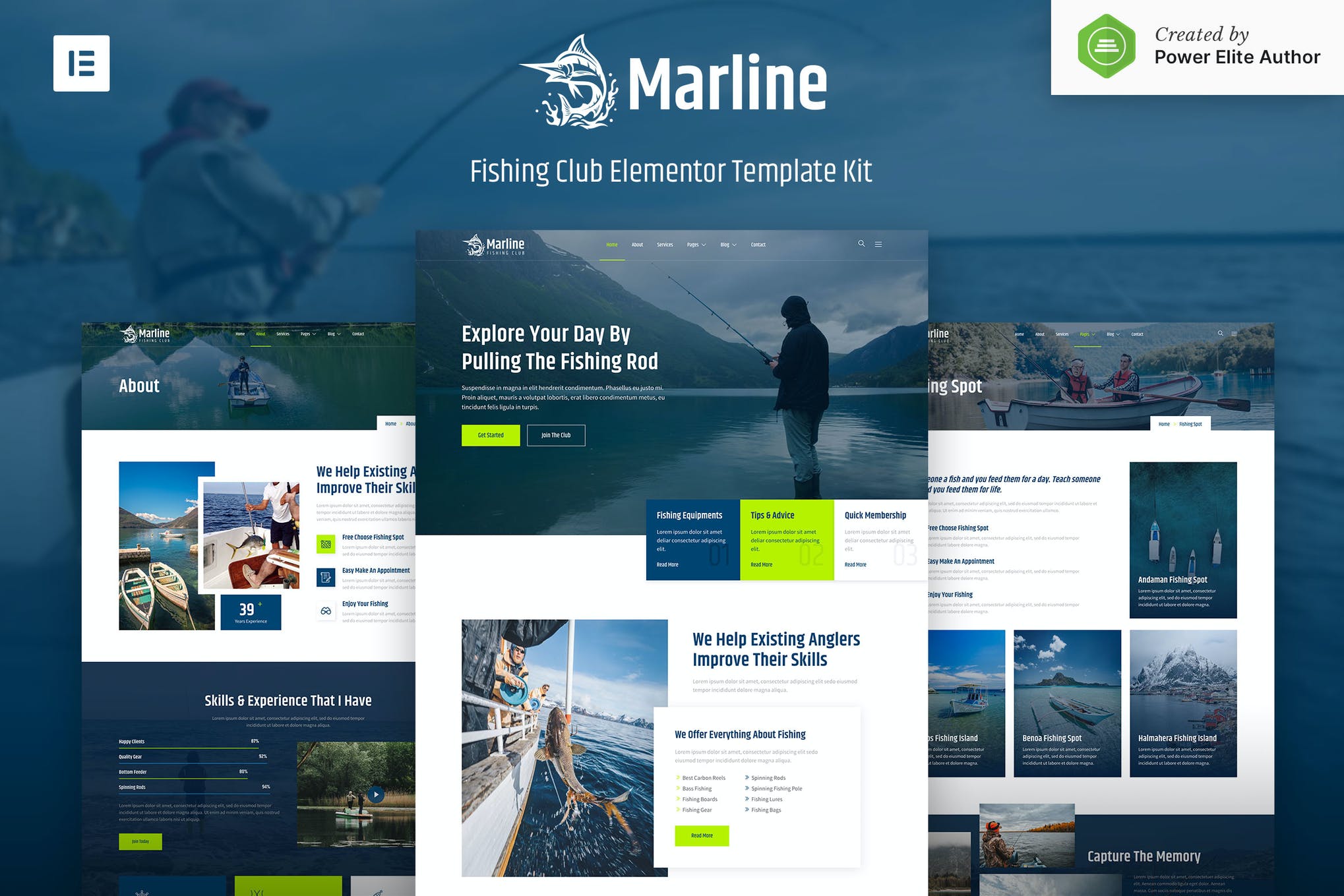 Marline - Fishing - Hunting Club Elementor Template Kit