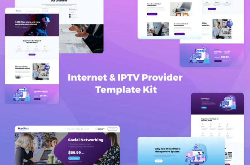 MaxiNet - Internet - IPTV Provider Elementor Template Kit