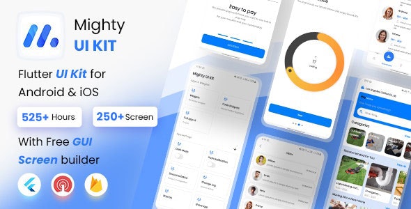 MightyUIKit - Flutter UI Kit with Screen Builder