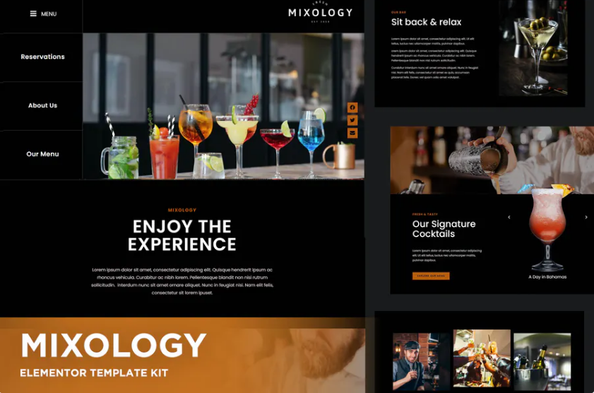 Mixology - Bar - Cocktails Elementor Template Kit