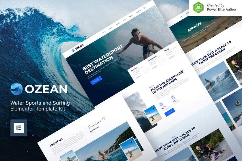 Ozean - Water Sports & Surfing Elementor Template Kit