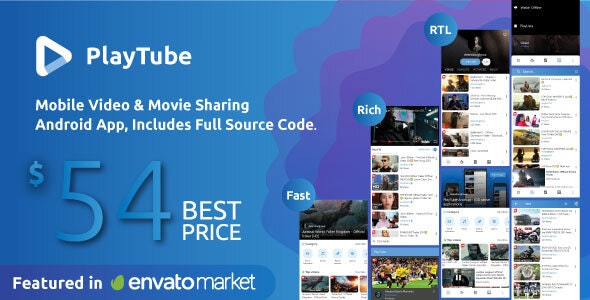 PlayTube Mobile Video - Movie Sharing Android Native Application (Import / Upload)