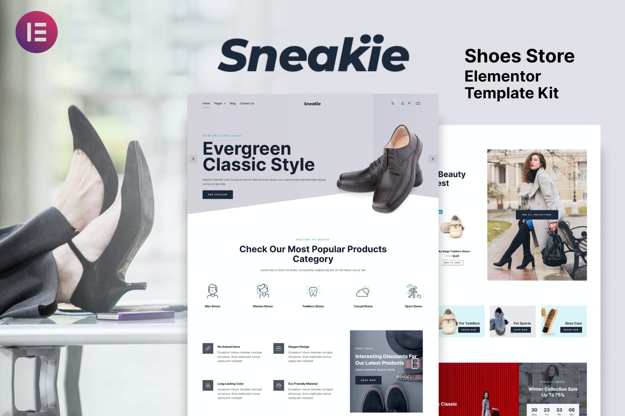 Sneakie - Shoes Store WooCommerce Elementor Template Kit