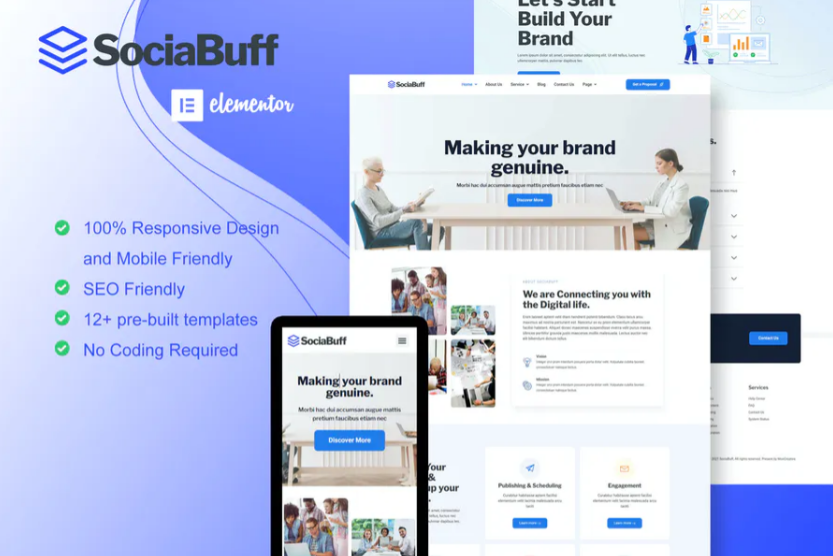 SociaBuff - Social Media - Digital Agency Elementor Template Kit