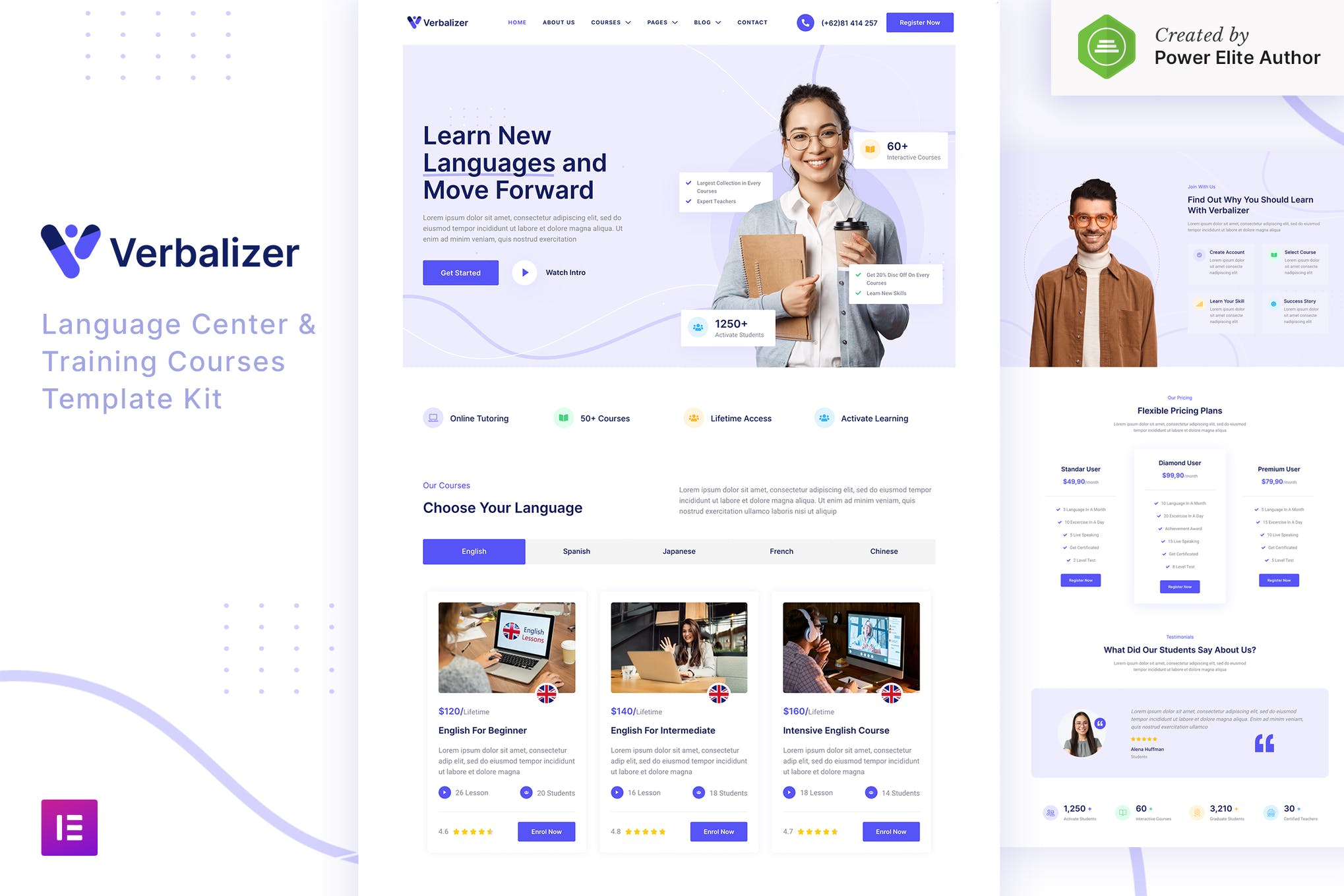 Verbalizer - Language Courses - Learning Center Elementor Template Kit