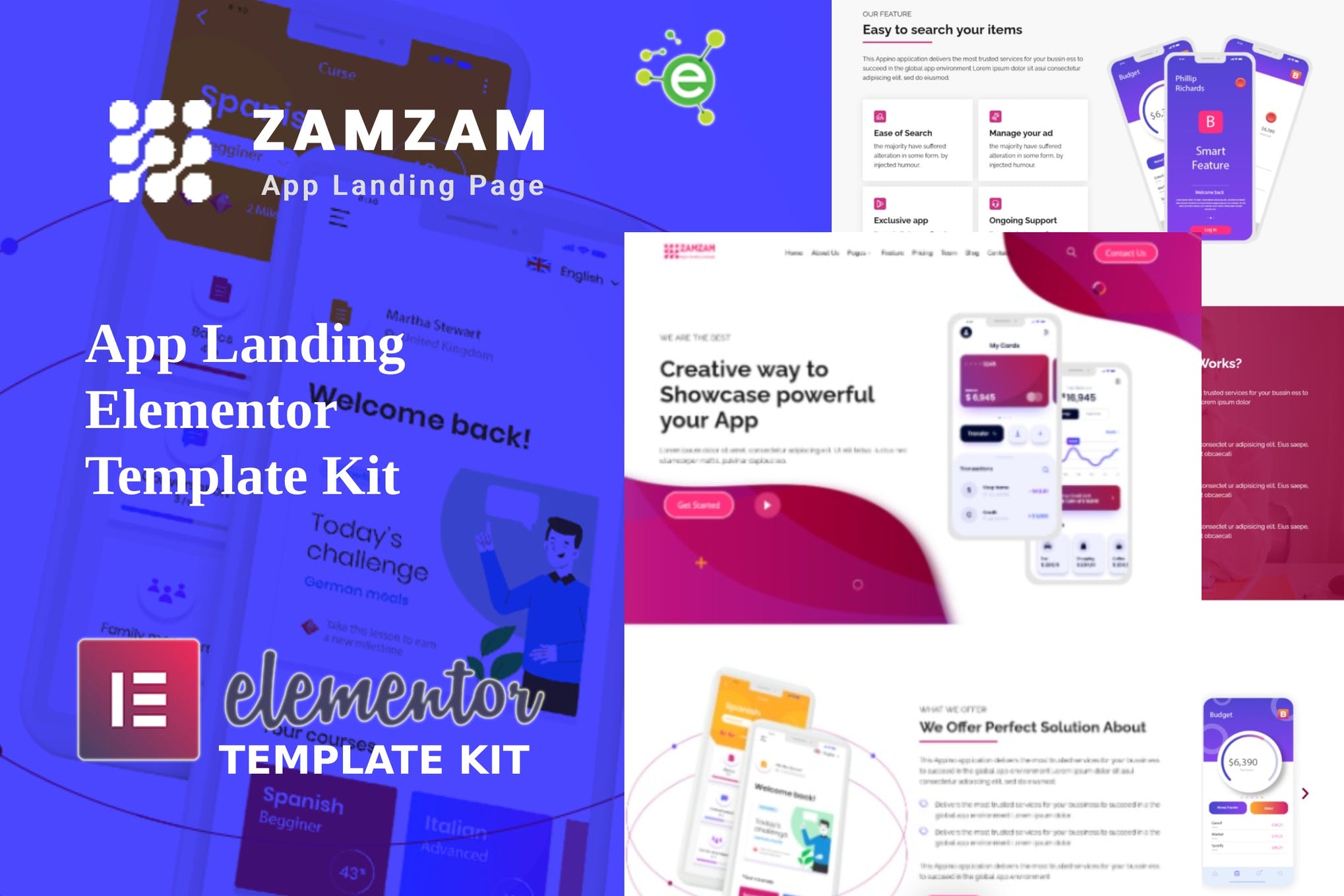 Zamzam - App Landing Elementor Template Kit