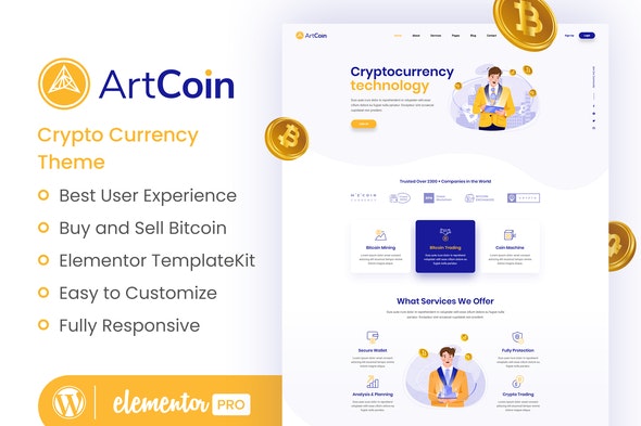 ArtCoin | Bitcoin - Cryptocurrency Elementor Template Kit