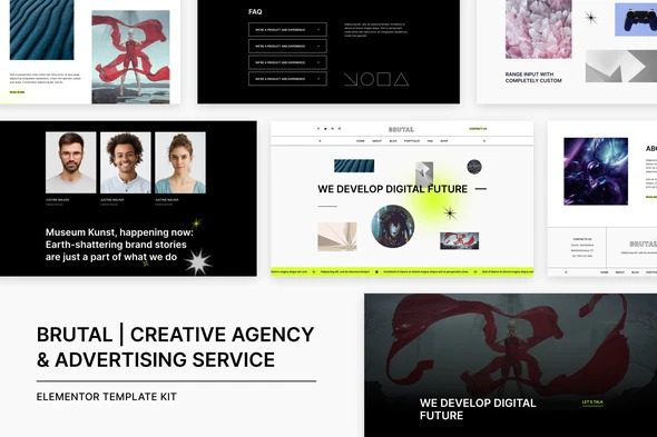 Brutal - Creative Agency - Advertising Service Elementor Template Kit