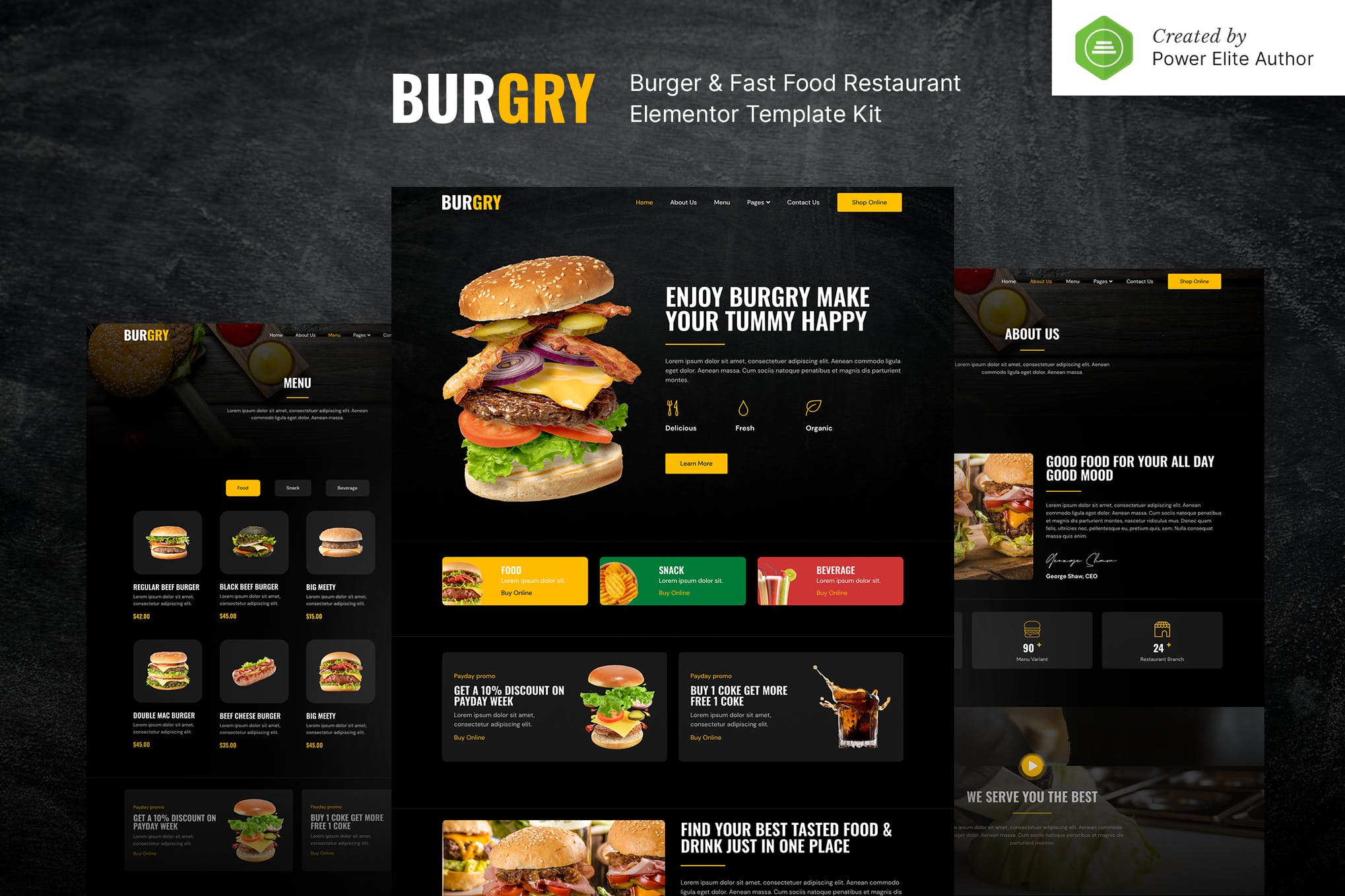 Burgry - Burger - Fast Food Restaurant Elementor Template Kit