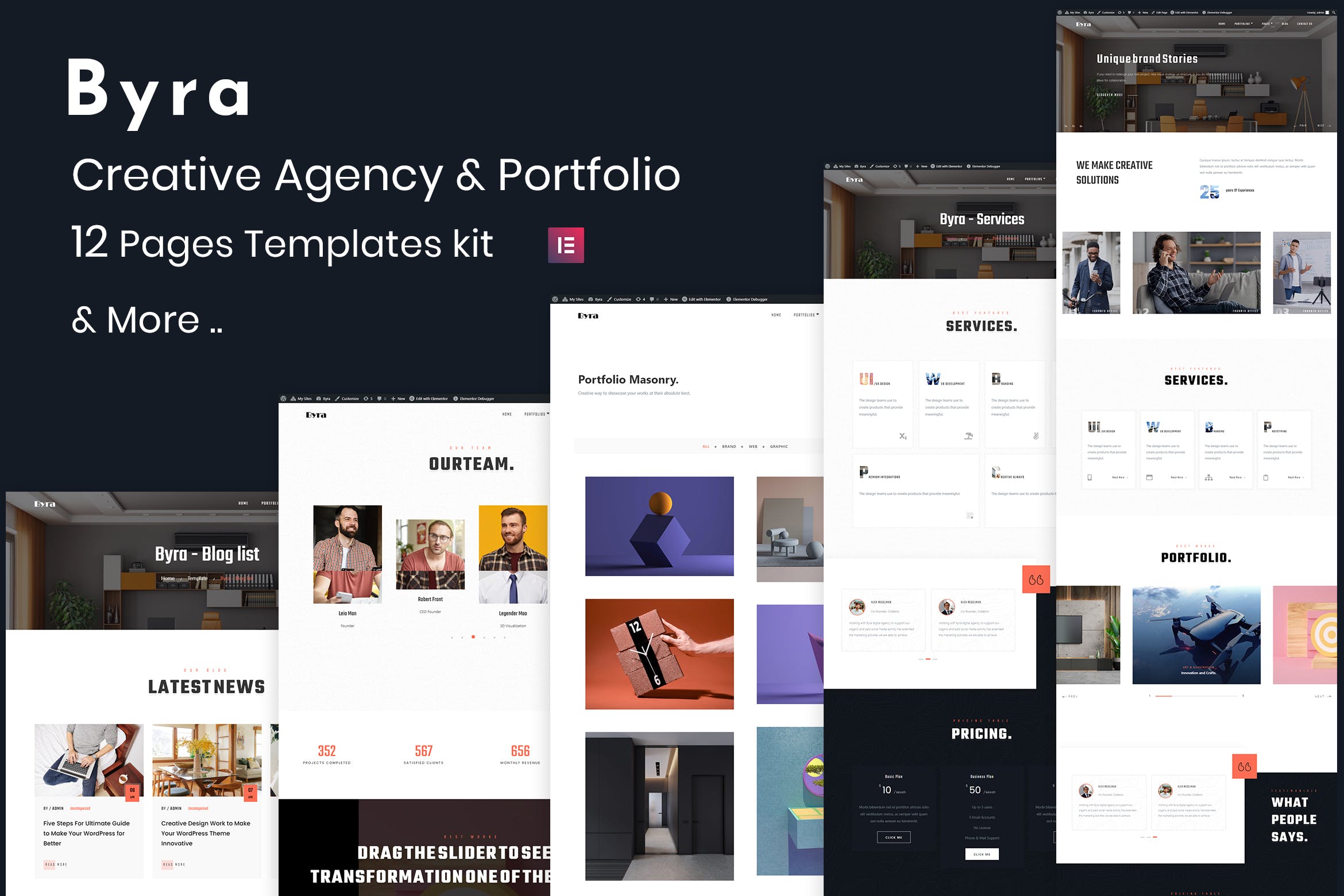 Byra - Creative Agency - Modern Portfolio Elementor Template Kit