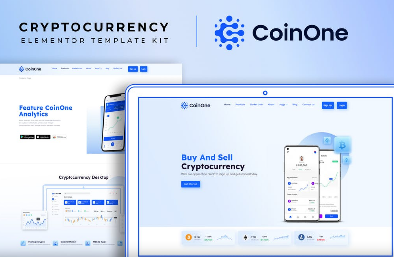 CoinOne - Cryptocurrency Elementor Template Kit