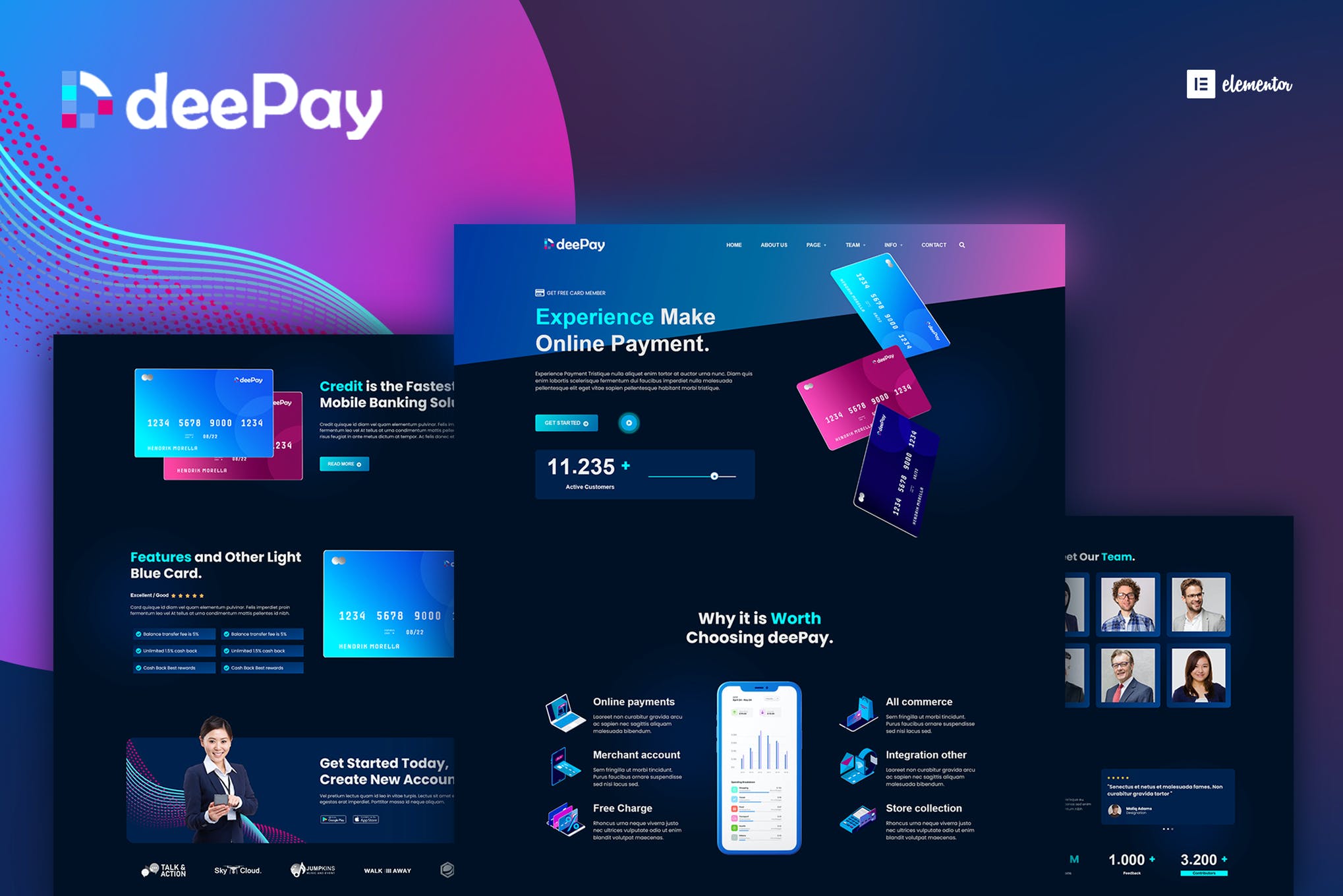 DeePay - Card Payment - Online Banking Elementor Template Kit