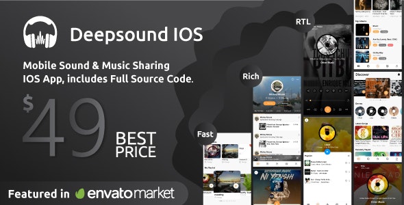 DeepSound IOS - Mobile Sound - Music Sharing Platform Mobile IOS Application