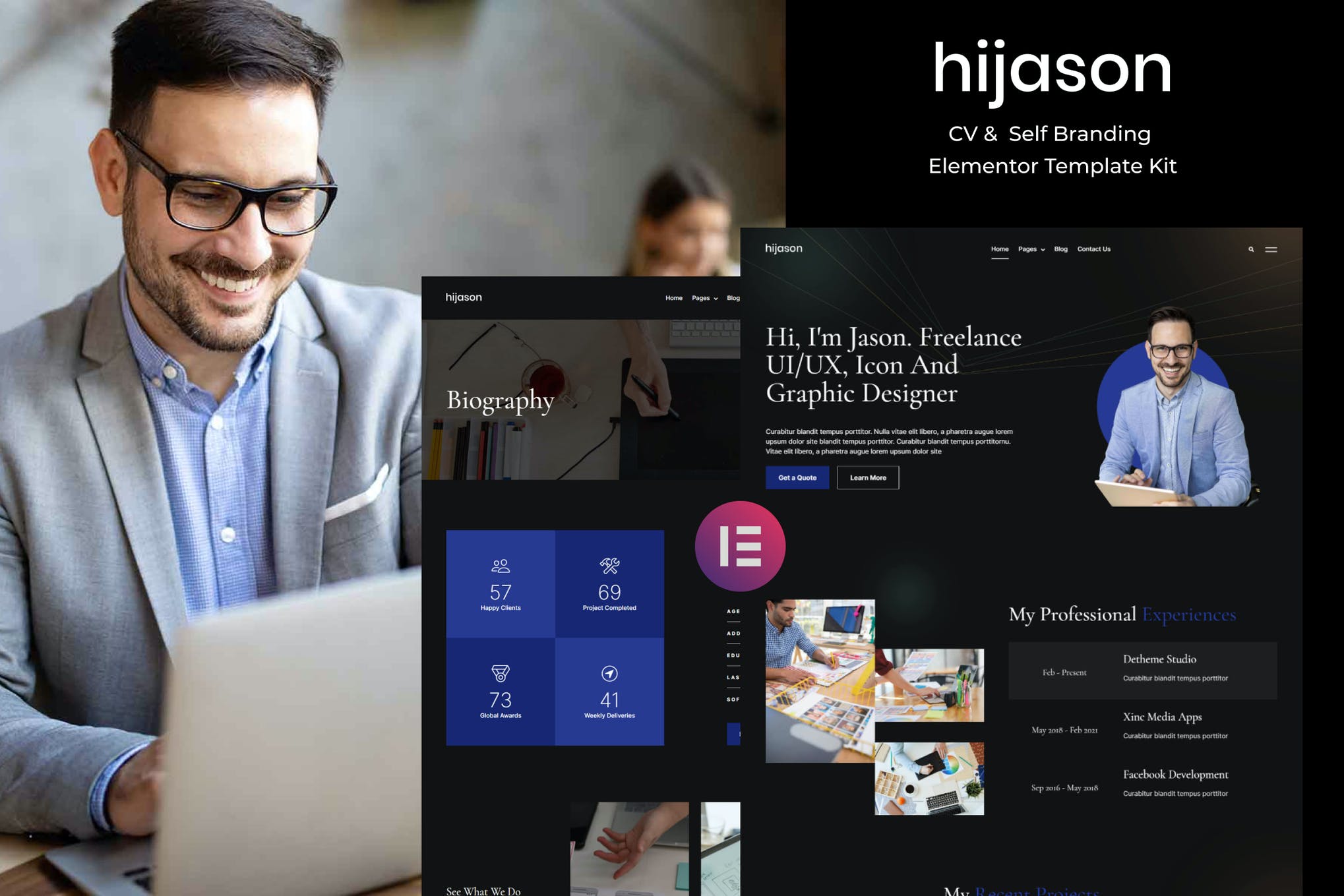 HiJason - CV - Self Branding Elementor Template Kit