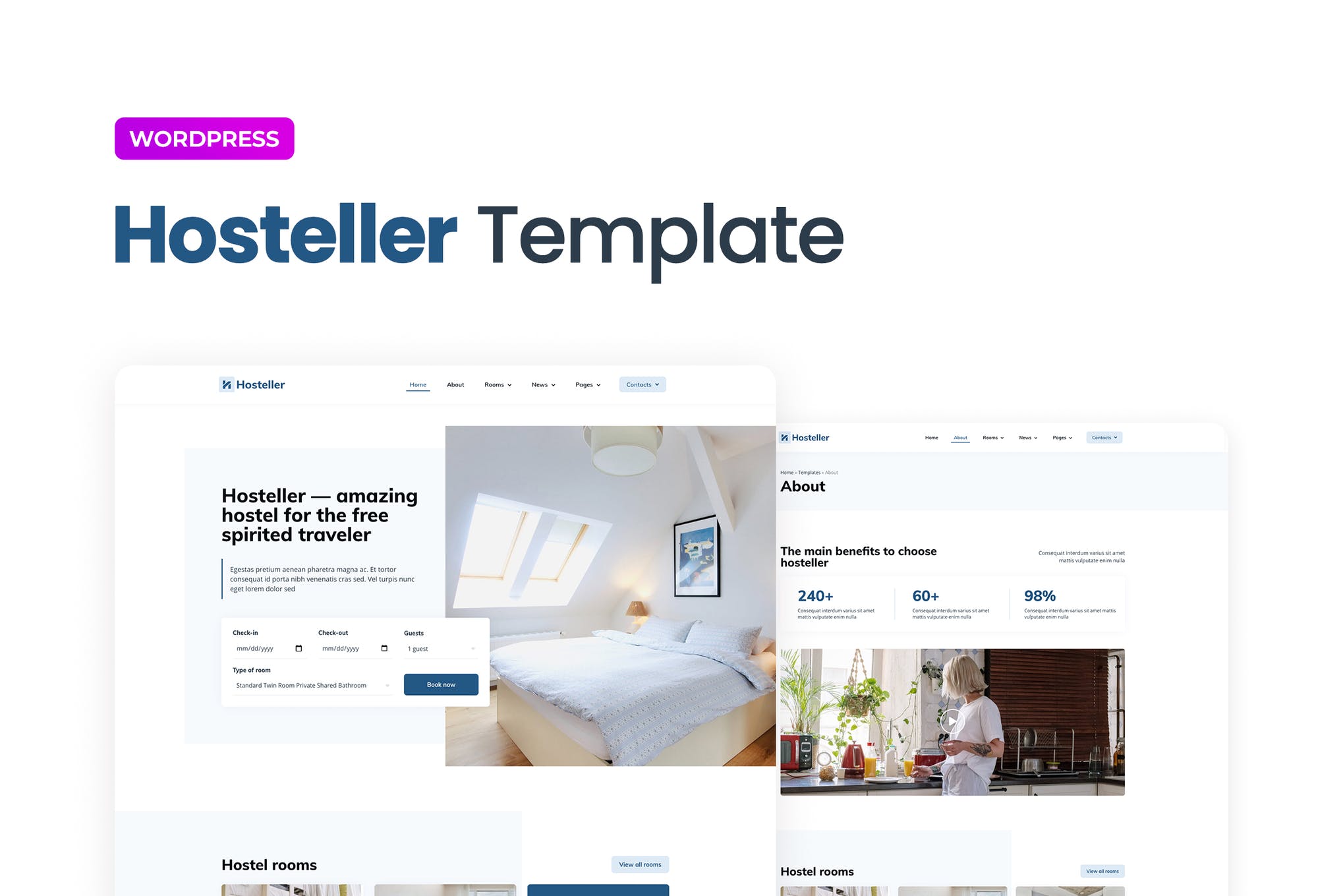 Hosteller - Hostel Booking Elementor Template Kit