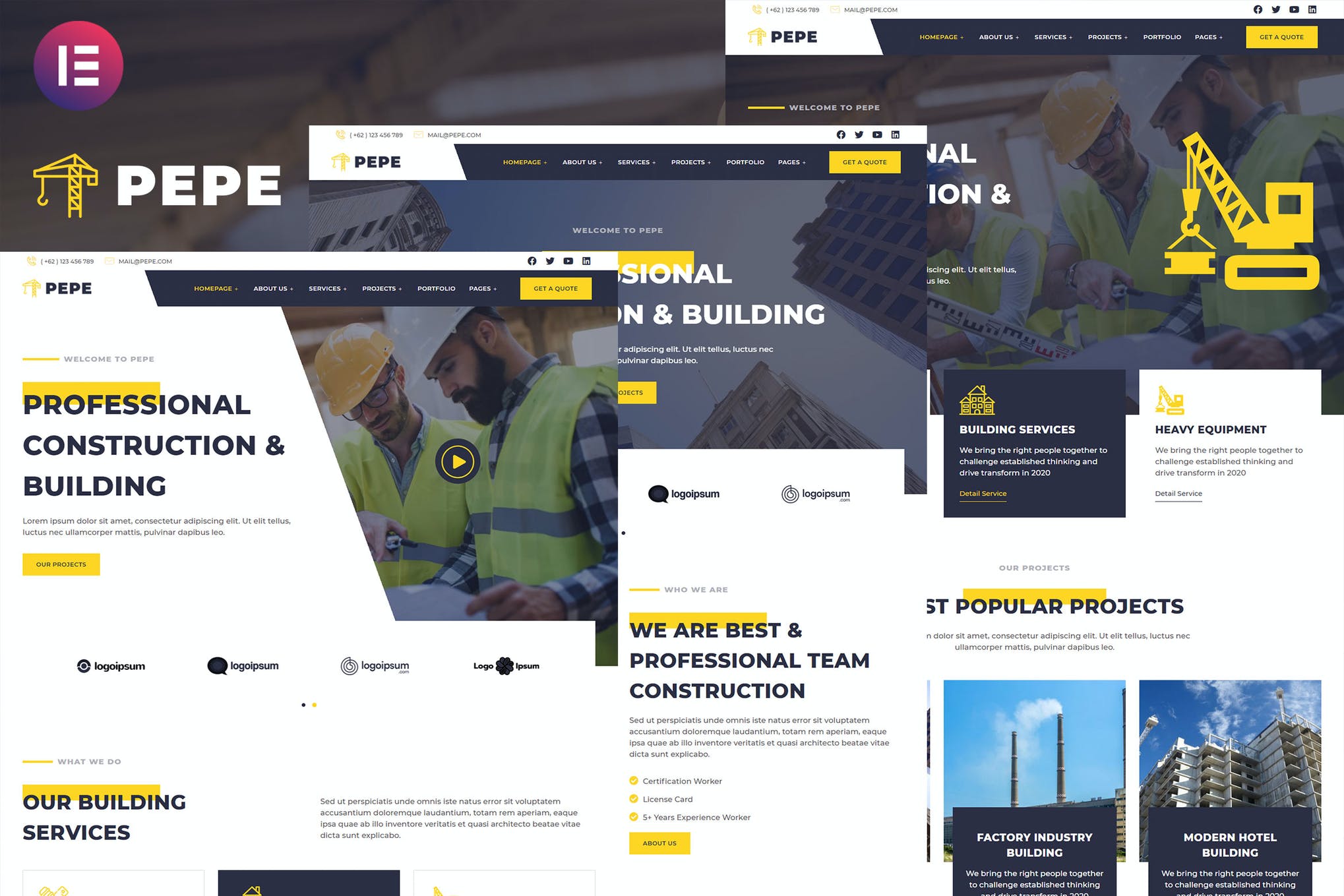 Pepe - Building - Construction Business Services Elementor Template Kit