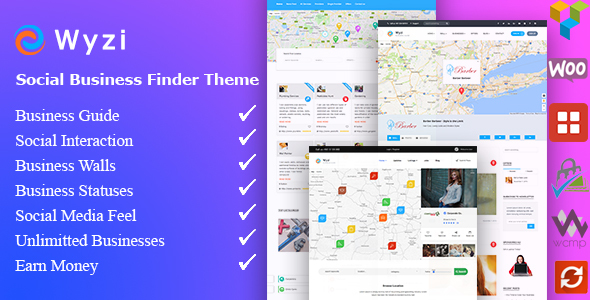 Wyzi - Business Finder and Service Provider Booking WordPress Social Look Directory Listing Theme