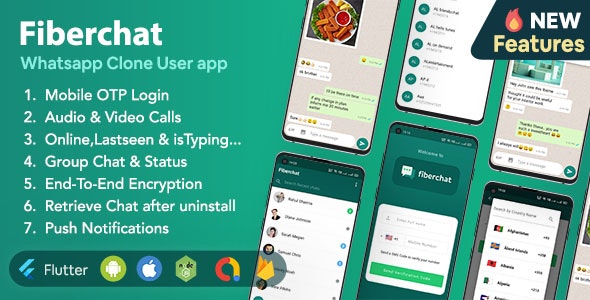 Fiberchat Whatsapp Clone Full Chat - Call App | Android - iOS Flutter Chat app