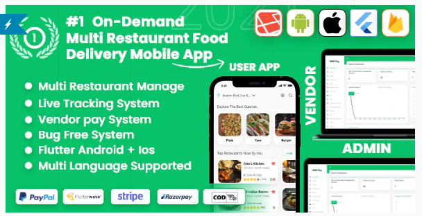 food delivery - Multiple Restaurants food Delivery Flutter App Mealup