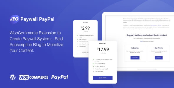 Jeg Paywall - Content Subscriptions System with Paypal for WooCommerce