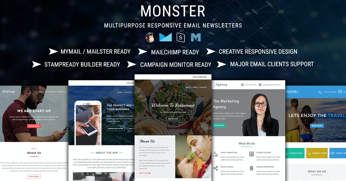 Monster Multiconcept Email Template Pack