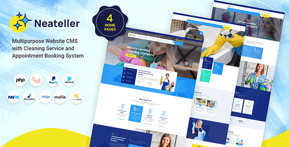 Neateller - Multipurpose Website CMS with Cleaning Service and Appointment Booking System