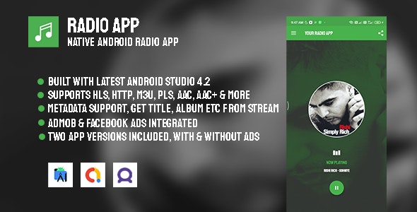 Radio App - Native Android Radio App with AdMob - Facebook Ads