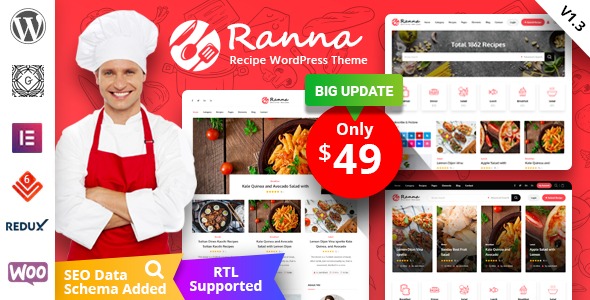 Ranna - Food - Recipe WordPress Theme + RTL