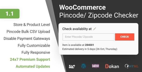 WooCommerce Pincode - Zipcode Checker