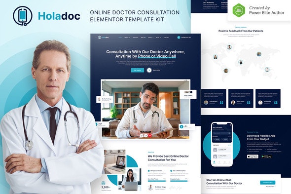 Holadoc - Online Doctor Consultation Elementor Template Kit