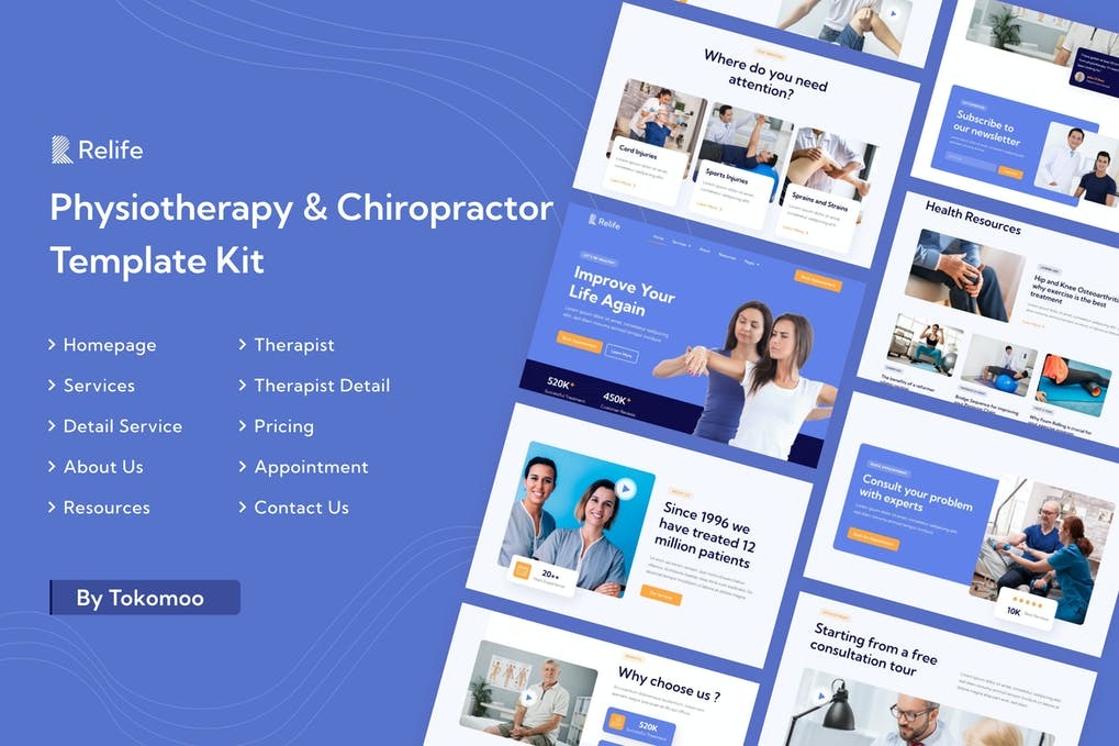 Relife Physiotherapy - Chiropractor Elementor Template Kit