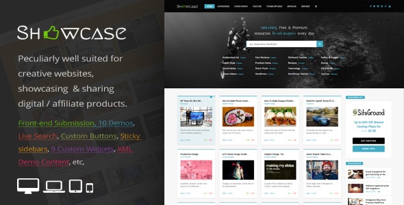 Showcase - Responsive WordPress Grid Masonry Blog Theme