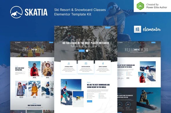 Skatia - Ski Resort - Snowboard Classes Elementor Template Kit