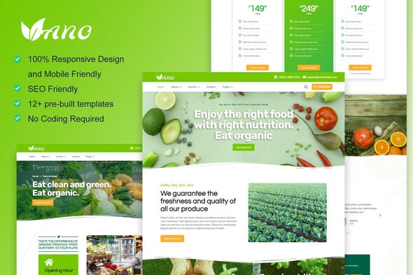 Vano - Organic Food - Agriculture Elementor Template Kit