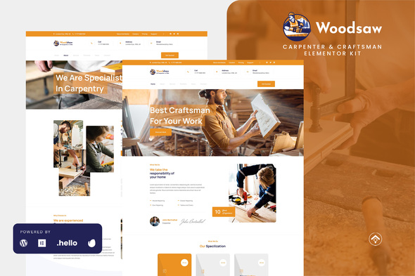 Woodsaw - Carpenter - Craftsman Elementor Template Kit