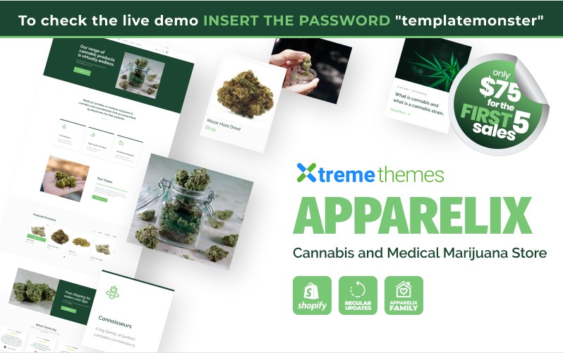 Apparelix Cannabis and Medical Marijuana Store Shopify Theme Template Monster