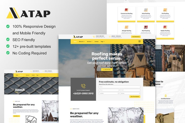 Atap - Roofing Service - Construction Elementor Template Kit