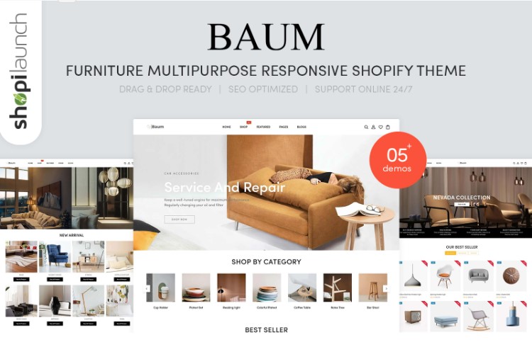 Baum - Furniture Multipurpose Responsive Shopify Theme Template Monster