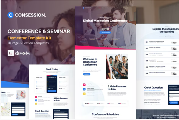 Consession - Conference - Seminar Elementor Template Kit