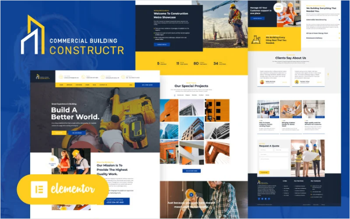 Constructr - Construction Industry WordPress Elementor Theme Template Monster