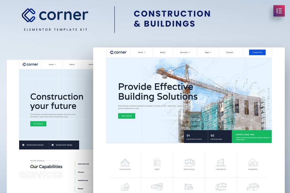 Corner - Construction - Building Elementor Template Kit
