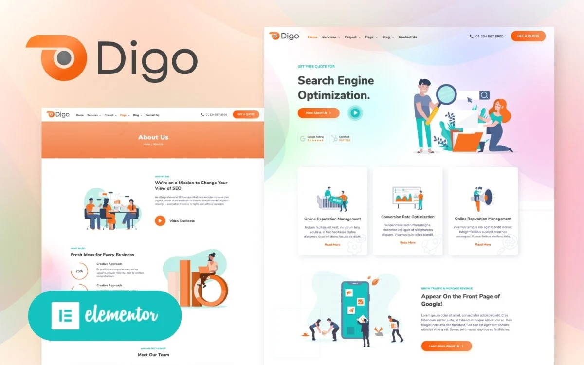 Digo - SEO and Digital Marketing Agency WordPress Elementor Theme TM
