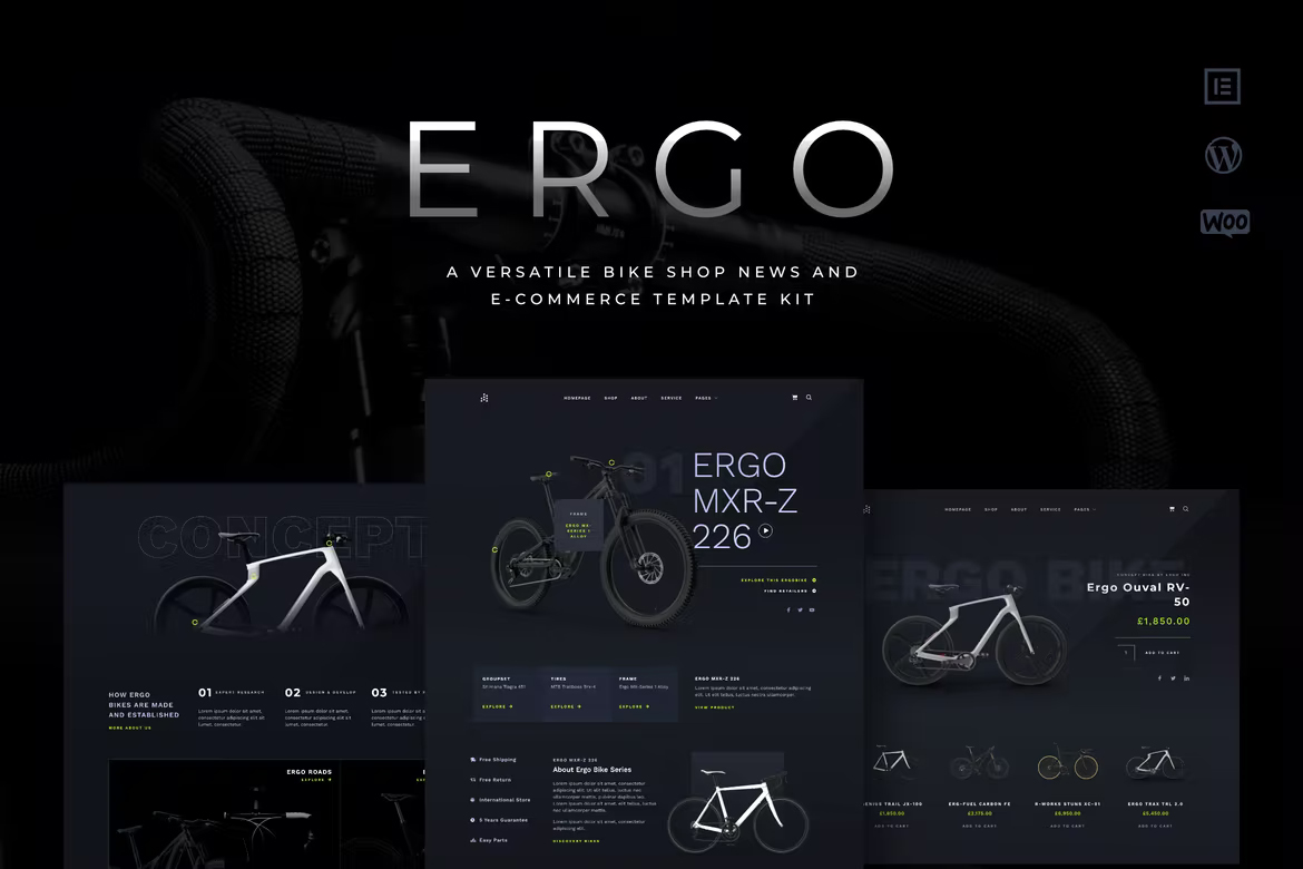ERGO - Bike - Cycling WooCommerce Elementor Template Kit