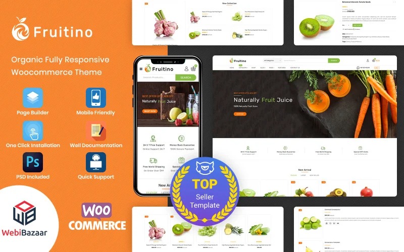 Fruitino - Food - Grocery Store WooCommerce Theme Eyl Template Monster