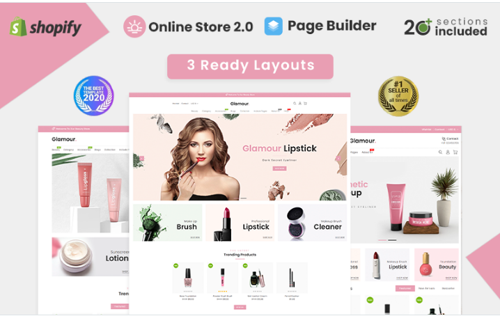 Glamor Cosmetics Store Shopify Theme Template Monster
