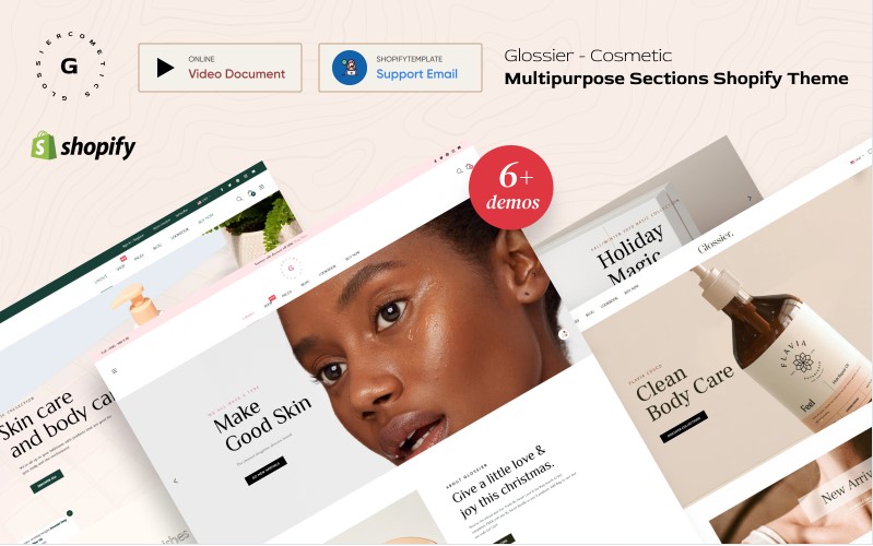 Glossier - Multipurpose Sections Shopify Theme Template Monster