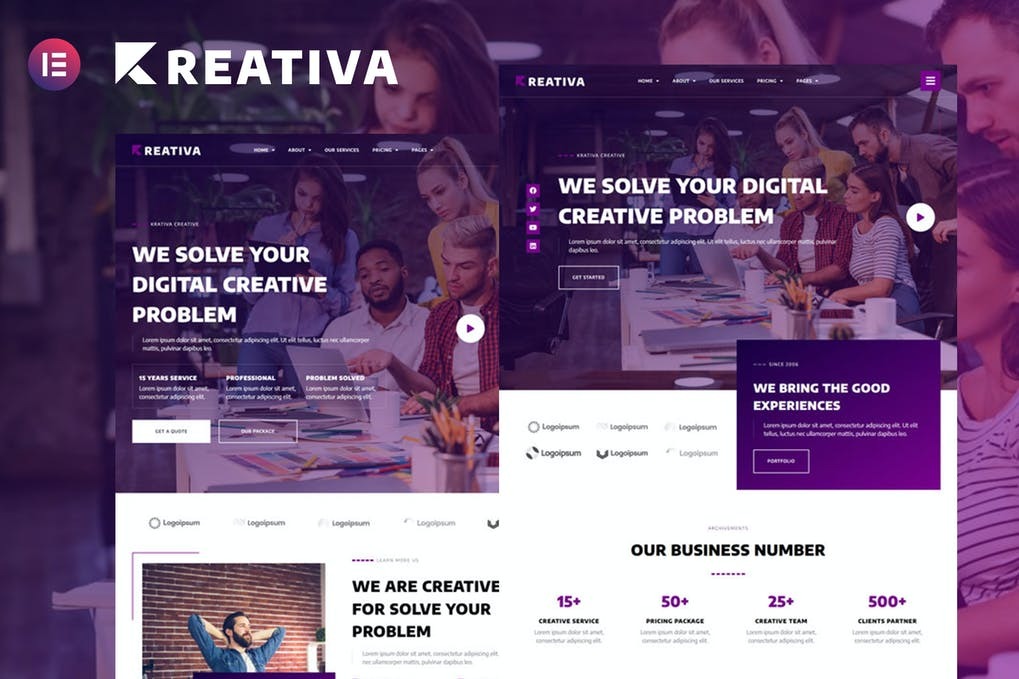 Krativa - Creative - Digital Agency Services Elementor Template Kit