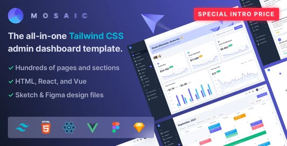 Mosaic Tailwind CSS Admin Dashboard Template Augustos Pack