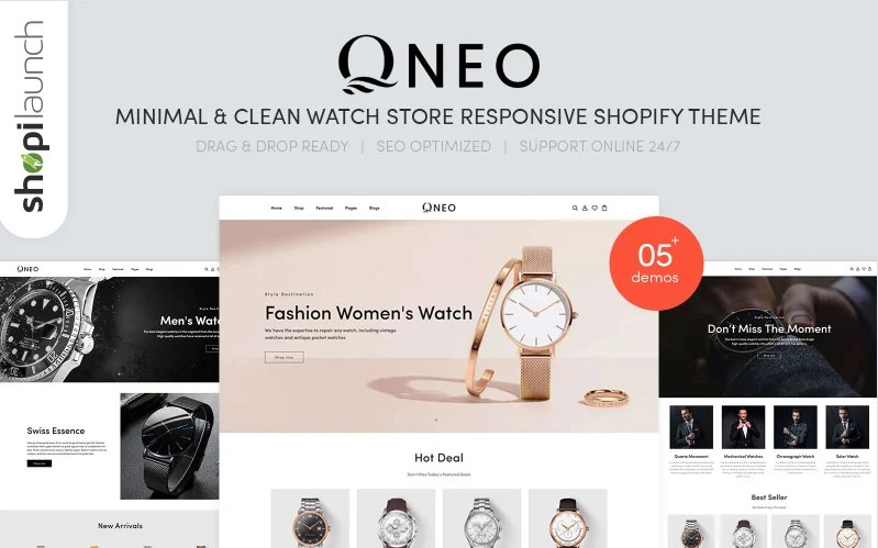 Qnea - Minimal - Clean Watch Store Shopify Theme Template Monster
